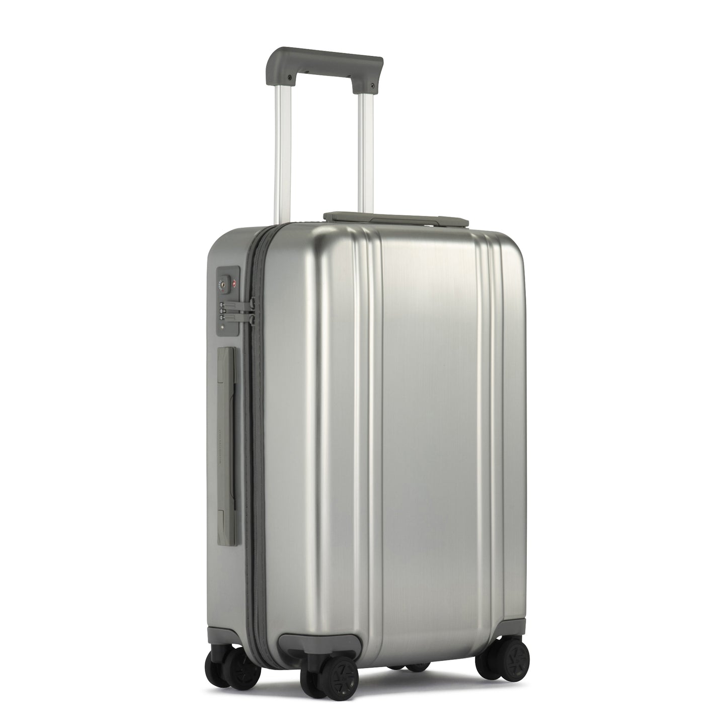 SILVER - Classic Aluminum 4.0 Carry-on Brushed Silver - Telescopic Handle Extended View