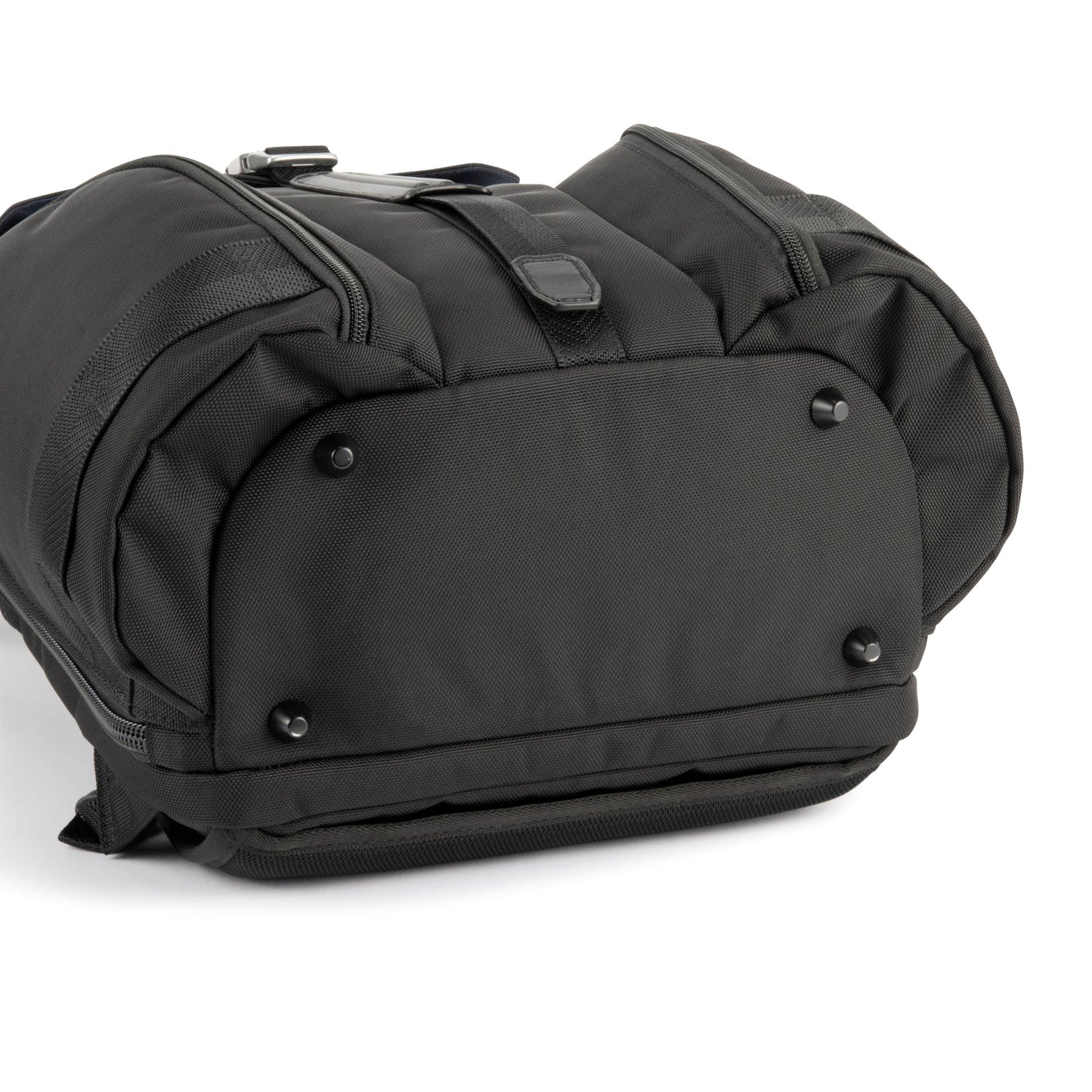 Black - bottom of backpack on a white background