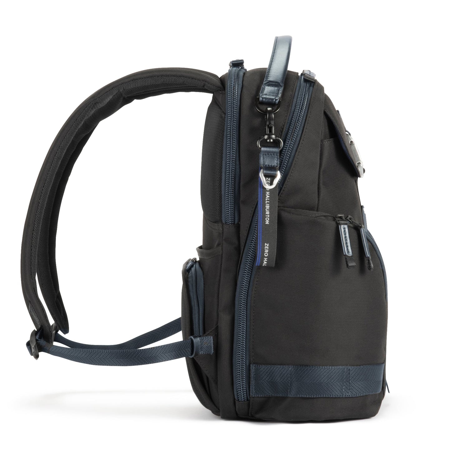 Navy - backpack with blue accents on a white background