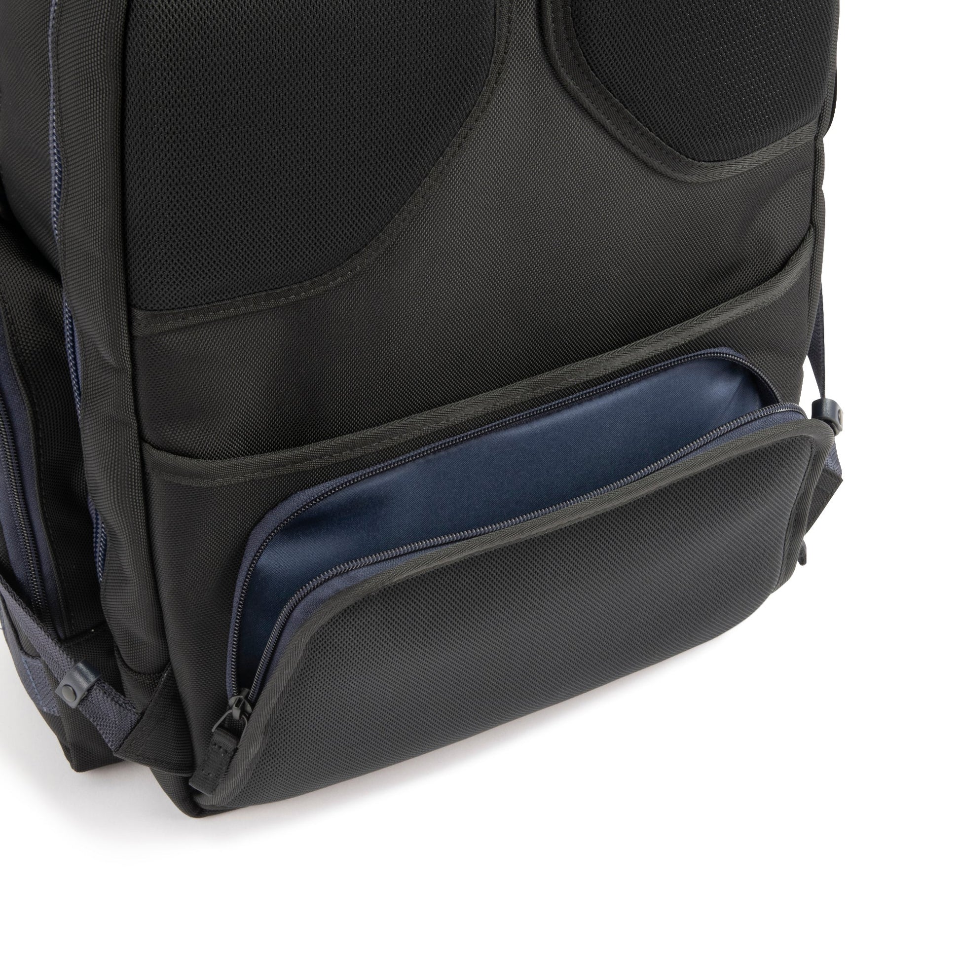 Navy - backpack with a blue interior pocket on a white background
