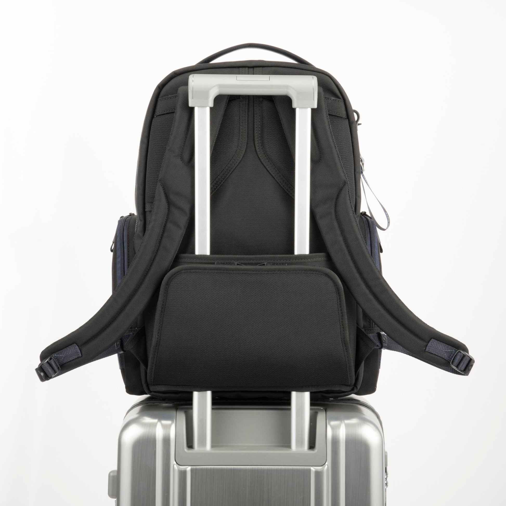 Black - backpack with carry-on luggage