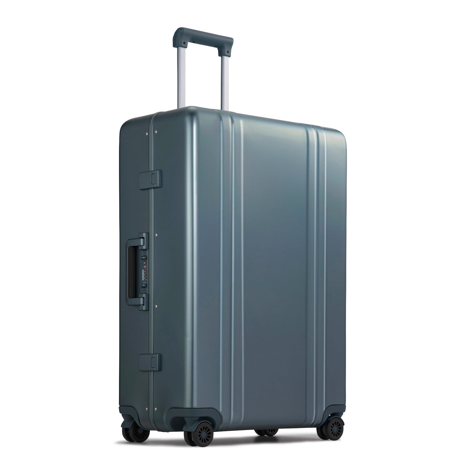 STEEL BLUE - Front View 88L Large Check-in Luggage extended telescopic handle
